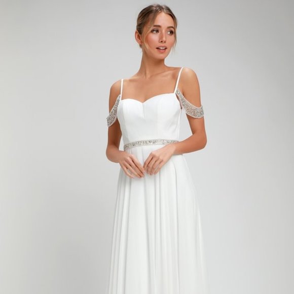 Love and Devotion White Beaded Maxi Dress - Picture 1 of 4